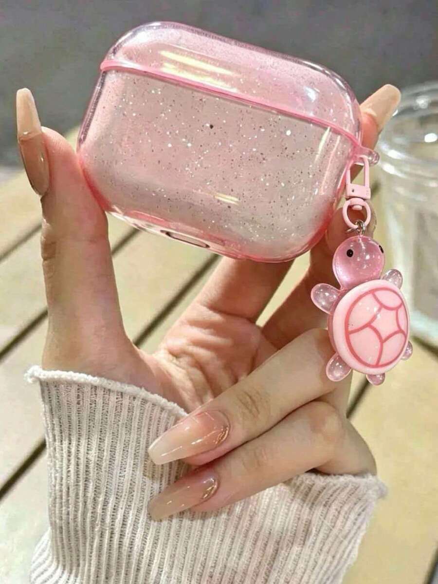 閃亮耳機保護套附可愛粉色海龜配件,適合送給女朋友的禮物 - 彩色 - 查看 1