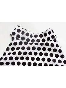 Vestido corto ajustado elegante de mujer con estampado de lunares, escote halter y bajo acampanado, sin mangas, corte en A y tejido ligeramente elástico. - Blanco - Ver 6