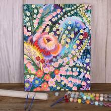 Digitales Ölmalerei-Set für Erwachsene und Anfänger - 16*20 Zoll/1 Stück, ungerahmt, DIY einfaches Acrylmalset, Heimdekoration Kunsthandwerk, ideales Geschenk zum Geburtstag, Vatertag, Weihnachten, Muttertag und Valentinstag - Blätter und Blüten - Übersicht 5