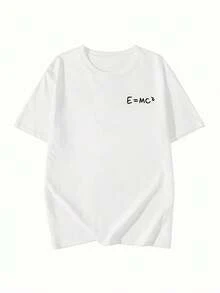 Cute Y2K Summer Top. 1 Pack. Cute Y2K Summer Top. 100% Cotton. Y2K Style Math Equation Print T-Shirt - Casual Round Neck, Short Sleeves, Loose Fit, Stretch Fabric Top For Women - Summer T-Shirt With Math Formulas And Symbols. Perfect For A Casual Look. - 白色 - 查看 2