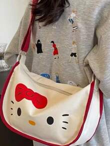 SANRIO 可愛餃子造型斜背包，大容量休閒單肩包，時尚百搭日常通勤手提包，柔軟便攜戶外旅行收納女包配件 - A - 查看 3