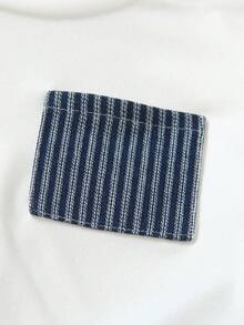 2piezas/Set Camiseta de cuello redondo de manga corta blanca cómoda y versátil para niño joven y pantalones largos de mezclilla azul a rayas, adecuada para primavera, verano, escuela, uso casual diario, viajes, deportes, fiestas de vacaciones y talla grande - Blanco - Ver 5