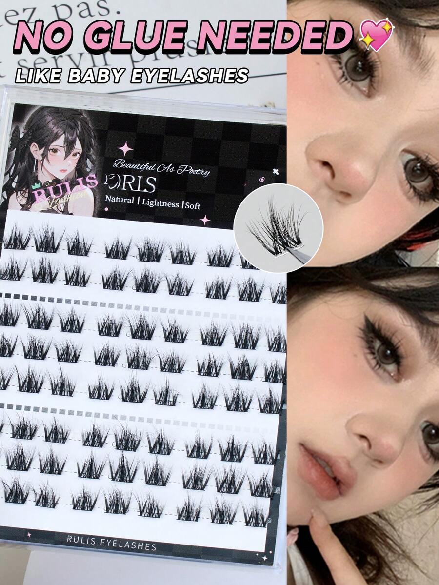8 Rows Glue-Free 5D Baby Curl Natural Slim Mink Faux Eyelashes - 查看 1