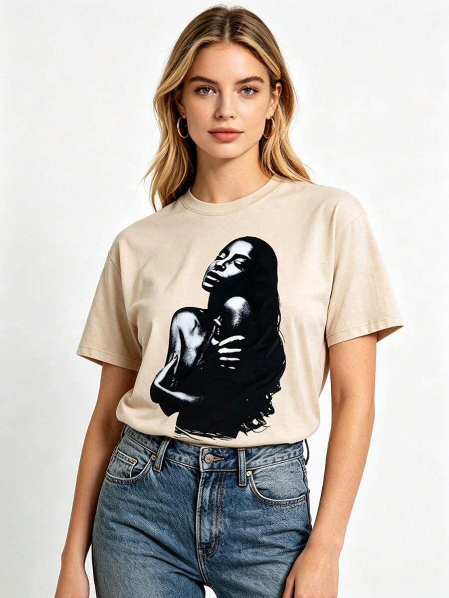 Sade - Love Story Vintage Album Cover Vintage T-Shirt Big Prints,Mens 4th Of July Shirt,Graphic Tees Woman,4th Of July Shirt,Streetwear Women - 杏色2 - 查看 1