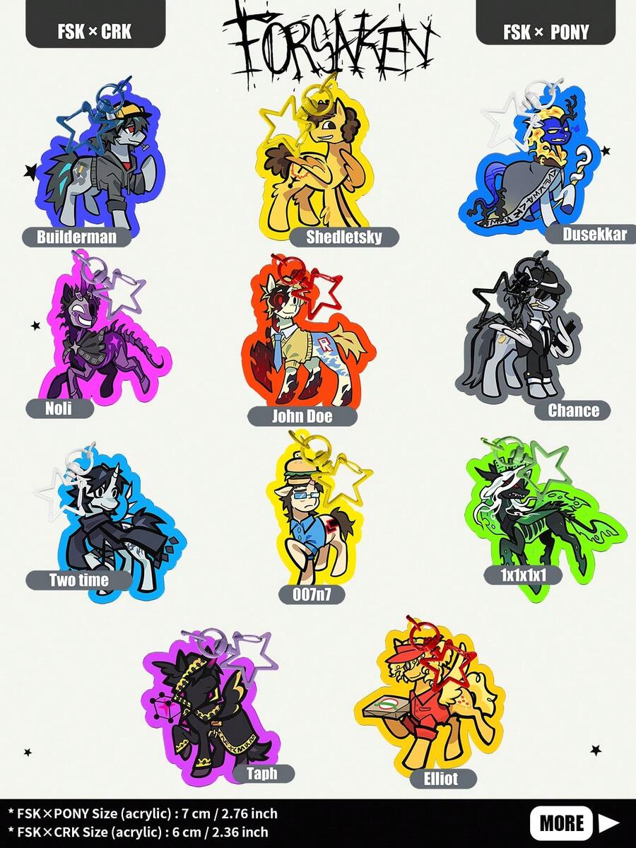 FSK, FORSAKEN 2D 壓克力鑰匙圈, Guest1337, Pr3typriincess, CooIkidd, 007n7, Guest1337, Bluudud, Two Time, Chance, Shedletsky 包包/汽車鑰匙圈裝飾, 學生背包配件, 經典鑰匙圈, 雙面壓克力鑰匙圈, 適合作為送給家人、朋友和粉絲的禮物 - FSK - 查看 1