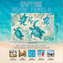 1pc/24pcs Watercolor Towel, Microfiber Oversized Beach Blanket, Super Absorbent Bath Towel, Suitable For Travel, Pool, Diving, Surfing, Yoga, Camping, Multiple Sizes, Beach Accessories, Applicable To Beach, Pool, Travel, Camping, Yoga - Sea Turtle - View 15