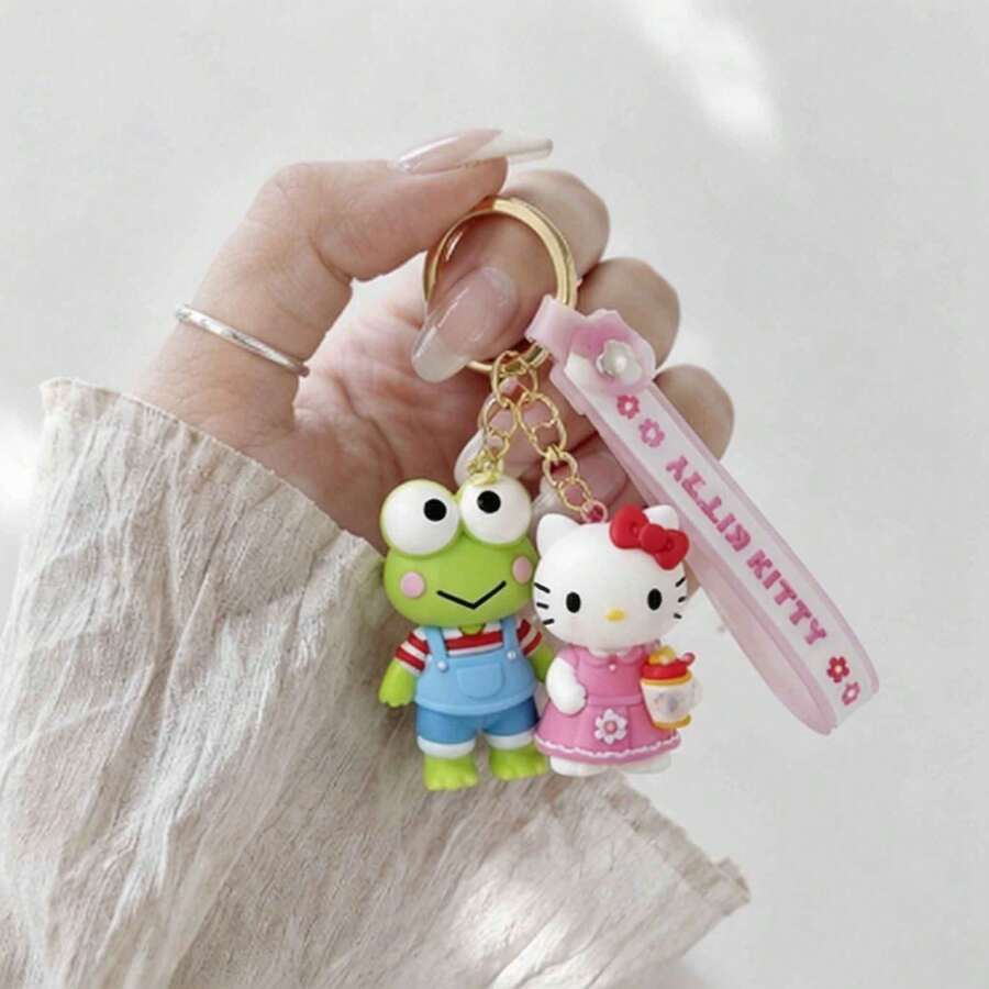 MINISO 三麗鷗可愛卡通角色手腕掛繩鑰匙圈吊飾,矽膠手機殼掛飾,適合日常攜帶、旅行、背包裝飾與手提包裝飾 - 款式2 - 查看 1