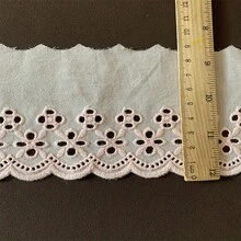 1/5碼 9公分寬花卉鏤空棉質蕾絲飾邊，扇形刺繡蕾絲布料，適用於縫製衣物、DIY手工、洋裝製作、服飾配件，適合縫紉初學者 - 多色D - 查看 17