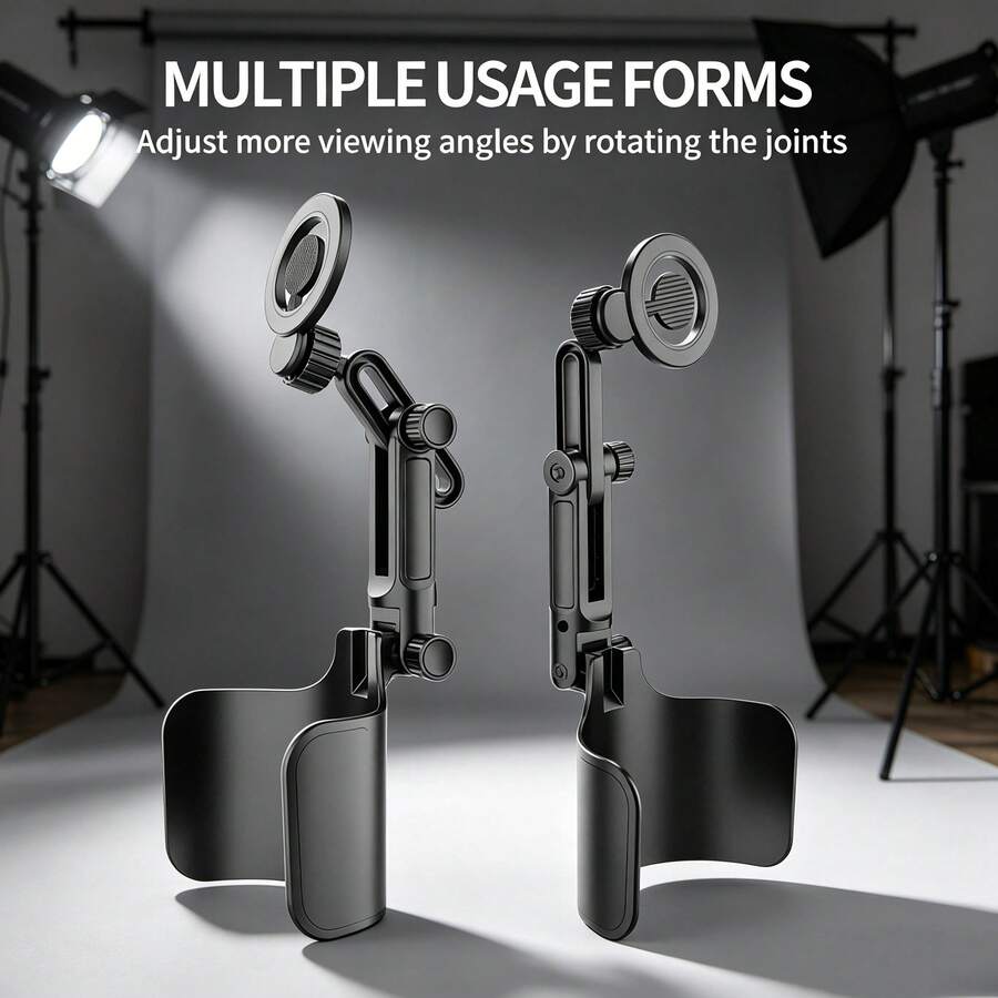 Soporte de teléfono para coche ajustable 2 en 1 con imán fuerte, brazo ajustable y rotación de 360°, de ABS, adecuado para la mayoría de vehículos, regalo del Día de la Madre - Negro - Ver 1