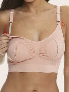 Pink Seamless Wireless Nursing Bra (Pacifier Is For Display Only, Not For Nursing) - Baby Pink - View 5