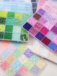 1 Box Of Rice Beads, Tube Beads,And Cat Eye Round Beads Combination Set, DIY Craft Beads Box Set - Pack Suitable For Jewelry Making,120g/Box,Small & Beads With Mixed Colors & Styles, For Earring Crafting, Rich Variety For Making Supplies,24-Grid Storage Box/Jewelry Making Kit/Loose Beads For Bracelets/Necklaces Crafts - Box - View 5