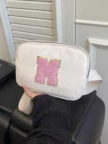 女款休閒胸包/腰包，多功能斜背小包，輕量極簡零錢包，現代街頭風手機包 - 白色 - 查看 7