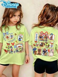 A Casual Yet Fashionable Disney Summer Short-Sleeved T-Shirt, Suitable For Girls To Wear. Its Design Incorporates Patterns And Prints Of Judy, Nick, Chief Bullwinkle, Sloth Lightning, Finnick, Lion Mayor, And Mr. Big From "Zootopia". This Style Is Not Only Suitable For Parties But Also For Daily Wear. - 抹茶綠 - 查看 1
