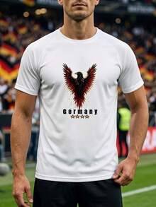 Camisola da Alemanha Personalizada com Nome & Número, Camisola da Alemanha, Camisola de Adepto da Águia, Camisola de Adepto de Futebol, Presente Unissexo - Branco - Ver 1