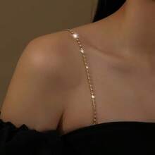 1~6 piezas Cadena de hombro ajustable con diamante de imitación, tirantes de sujetador sexy y simples, joyería colgante universal para el pecho y el cuello como accesorio para vestidos - Multicolor - Ver 14