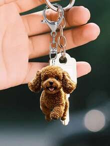 2d Flat Teddy Acrylic Pendant, Running Teddy Dog, 2d Flat Acrylic Design. Cute Pet Dog Wallet Pendant Accessory, Handbag Decoration, Multifunctional Decoration Pendant, Suitable For Car Keys, Mobile Phone Backpacks And Wallets, Decoration For Pet Enthusiasts, Mother's Day, Back To School Gifts - Multicolor - View 3
