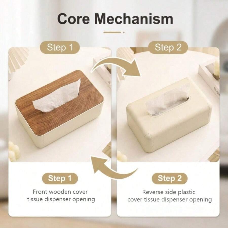 1pc Minimalist Large Capacity Tissue Box, Double-Sided Design, Durable Thickened Material, Detachable Lid Easy To Clean And Refill, Suitable For Living Room/Bedroom/Kitchen/Office, Keep Your Bedroom, Room, Living Room More Clean And Tidy