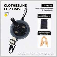 Portable Retractable Clothesline For Travel, Adjustable Clothes Drying Rope With 6 Free Folding Hooks, Multifunctional Drying Strap For Hotel, Car, And Outdoor Camping - View 6