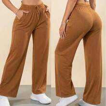 Women's Wide-Leg Pants, Woolen Pants, Winter/Cold Weather - Camel - View 1