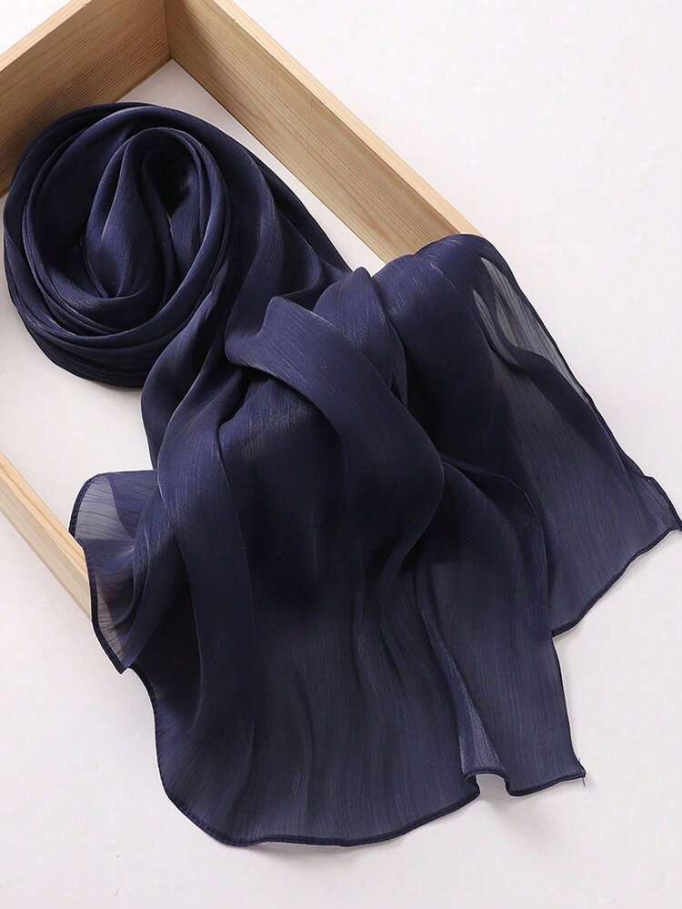 1 Khăn trùm đầu satin xếp ly, phù hợp để đeo hàng ngày, hoạt động ngoài trời và du lịch, hoàn hảo cho mùa thu và mùa đông. - Màu xanh hải quân - Xem 3