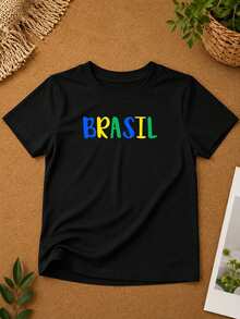 T-Shirt/Blouse For The Brazilian National Team, Brazil World Cup, All Sizes, Family, Patriotic, , Soccer, Unisex, Exclusive BrazilCore - 黑色 - 多彩巴西 - 查看 3
