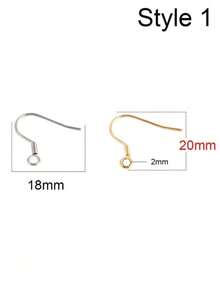 50 crochets d'oreilles en acier inoxydable DIY et accessoires de boucles d'oreilles pour la création de boucles d'oreilles, pendentifs, fermoirs et autres composants de boucles d'oreilles. - 50 pièces/paquet - Voir 8