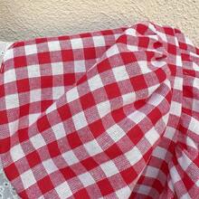 Vestido de mujer retro francés de cuadros rojos con tirantes finos, nuevo diseño de primavera temprana con encaje, favorecedora, versátil, dulce y elegante con capas - Burdeos - Ver 7