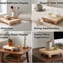 1pc Natural Wood Style Wooden Display Base, Suitable For Green Plants, Figurine Storage And Display, Can Also Be Used As A Coffee Cup Display Base - 1PC - View 1