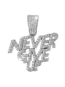 男士 Never Give Up 吊墜項鍊,18K 金鏈,CZ 水鑽,嘻哈亮面街頭風飾品,派對生日情人節聖誕節男士禮物 - 字母吊墜項鍊 - 查看 12
