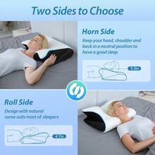 Butterfly Sleep Memory Neck Pillow Slow Rebound Comfortable Memory Foam Sleep Pillow Cervical Orthopedic Neck Massage Bed Pillow - 黑色 - 查看 3