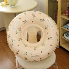 Baby Swim Ring With Sun Canopy, Cute Rabbit Print Eye-Catching Design, Detachable Sunshade Effectively Blocks Harsh Sunlight, Suitable For Home Pool Or Beach Vacation, Perfect Summer Water Play Companion For Babies. - Multicolor - View 5