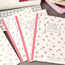 Cuaderno Floral Rosa de 9.8*6.89 Pulgadas, Diario con Portada Colorida, Planificador Simple, Cuaderno de Oficina/Hogar, Portátil, Útiles Escolares, Cuaderno de Líneas Simples para Estudiantes - B5 - Ver 3