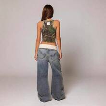 Jeans For Women,Revice Retro Street Style Hot Girl High-Waisted Design Washed Blue Jeans For Women Y2k, Pants For Women,Summer Outfits For Women - 水洗藍(現貨) - 查看 11