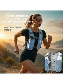 2pcs Night Running Backpack With Reflective Strips, Cycling And Running Casual Small Backpack, Outdoor Mountain Climbing Vest Bag - Multicolor - View 1