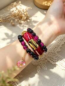 3 pièces Bracelet multicolore à perles multicouches style bohème avec pendentif en coquillage pour femmes, vacances à la plage - Bohême - Voir 10