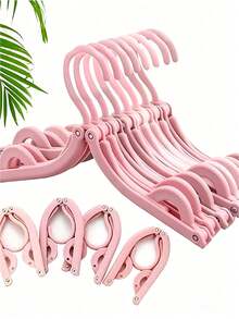 1pc Pink Portable Foldable Travel Clothes Hanger, No Clips, Foldable Clothes Drying Rack, Anti-Slip Design, Suitable For Retail Stores, Essential Cruise Accessory - Multicolor - View 3