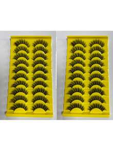 10 pares de cílios com efeito olho de gato, aparência volumosa, cor preta suave, cílios postiços inteligentes de vison sintético espesso e natural. - Multicolorido - Ver 8