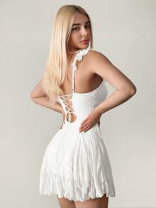 YkhahaYkhahaSweetina Vestido mini de línea A con parches de encaje, color albaricoque, para veranoYkhahaYkhaha - Blanco - Ver 1