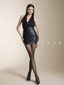 MOIRÉALLURE 1雙女款素色透膚時尚緊身內搭褲，適合日常穿搭與夜店風格 - 黑色 - 查看 3