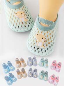 1 Pair Unisex Baby Floor Socks, Toddler Learning To Walk Socks, Cute Short Boat Socks Suitable For All Seasons - Multicolor - View 1