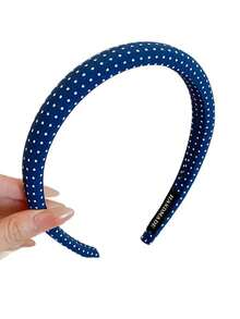 Nouveau bandeau à pois avec sommet en couronne augmentant la hauteur, bord fin noir & blanc pour femmes, bandeau polyvalent pour le lavage du visage, accessoire de cheveux avec pince à cheveux pour l'extérieur, bandeau pour cheveux - Multicolore - Voir 5