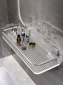 Acrylic Silver Bathroom Bathroom Storage Shelf Transparent Wall-Mounted Washroom Shower Room Vanity Storage Rack - Silver - View 9