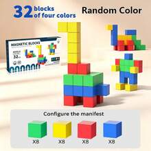 Magnetic Cube Building Blocks Colorful Multi-Color Children Preschool Montessori Sensory STEM Educational Toy DIY Creative Magnetic Construction Bricks Puzzle Game For Boys Girls 3+ Years Old Birthday Gift - Multicolor - View 15