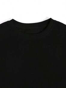 Men's T-Shirt With Letter Print - Black - View 2