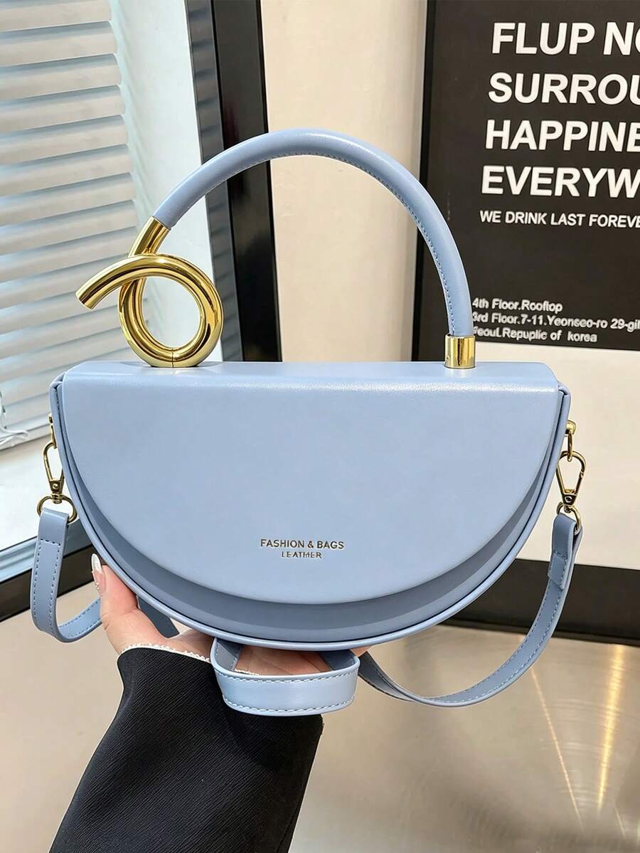 Aesthetic Crescent Bag With Unique Gold Loop Hardware Crossbody Bag Perfect For Art Exhibitions Weekend Dates To Hold Phones Women Bags Purses - 彩色 - 查看 1