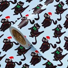 1 Roll Christmas Wrapping Paper | Green Background With Santa Hat & Bow Black Cat Design, Perfect For Christmas Gift Wrapping, Holiday Decorations, Party Ambiance, And Christmas-Themed Events – 43 Cm * 500 Cm (170 Inches * 16.4 Feet) - Cat Theme - View 11