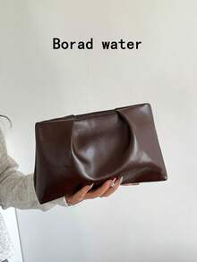 New Spring/Summer Fashion Solid Color Clutch, Pleated Cloud Bag, Casual Envelope Bag, Cosmetic Bag, Travel Accessory Bag, Inner Liner Bag, Toiletry Bag, Storage Pouch - Coffee - View 1