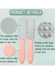 1/2/6pcs, Stainless Steel Foot File Double Sided Callus Remover For Dead Skin Professional Pedicure Tools Callous Scraper - Foot Scrubber - View 17