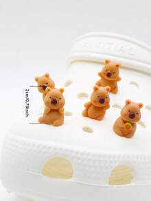 10pcs Cute Mini Capybara Shoe Charms, DIY Shoe Decorations For Clogs - Khaki - View 7