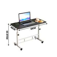 Höhenverstellbarer mobiler Schreibtisch auf Rollen – Klappbarer Laptoptisch (65–87 cm), 180° drehbare Tischplatte – Kompakter Arbeitsplatz für Zuhause, Büro & Schlafzimmer - 60 x 40 cm - Übersicht 2